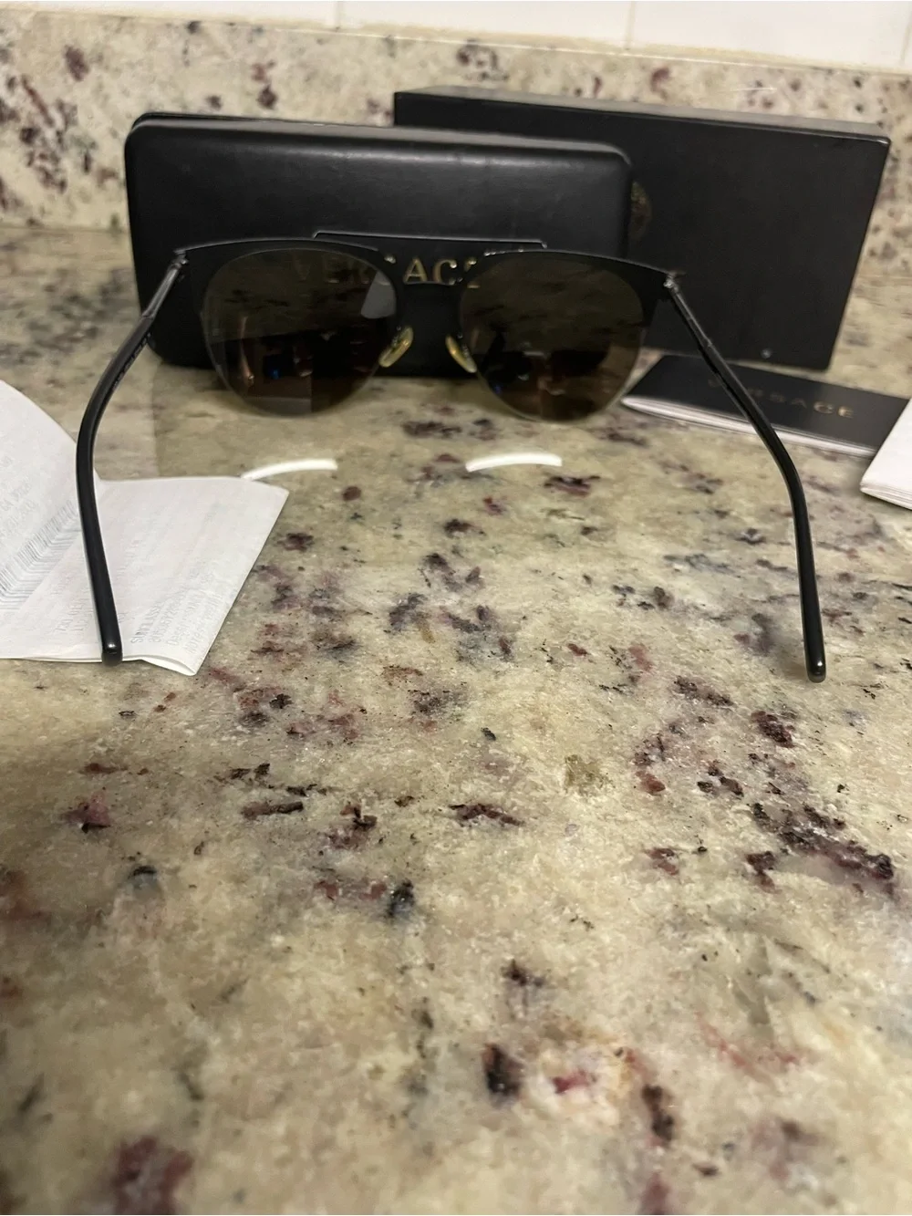 Versace Black Frame Sunglasses pilot aviator mod VE 2181 receipt case unisex